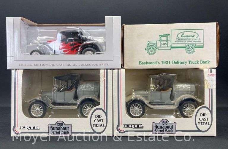 (4) Die-Cast Car Coin Banks, with Original Boxes image