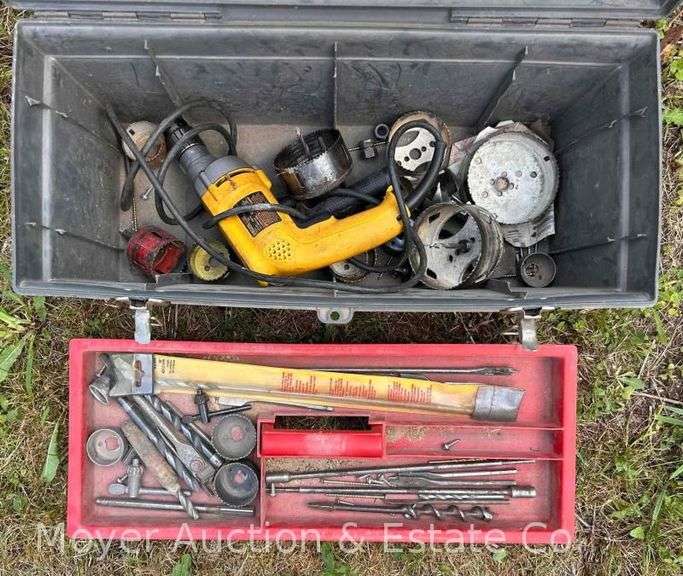 DeWalt Corded Drill with Hole Saws, Drill Bits, and Tool Box