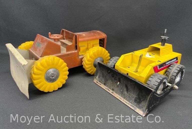 (2) Pressed Steel Bulldozers, Ny-lint and Strutco, 9"-11"w image