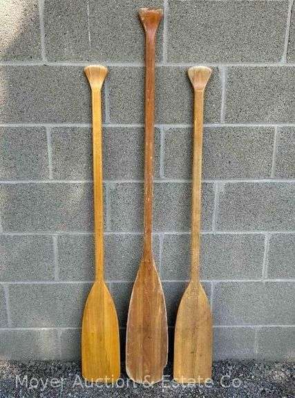 3 Feather Brand Wooden Canoe Paddles, 47" and 53" Long