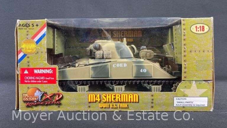 21st Century Toys M4 Sherman US WWII U.S. Tank, 1:18 Scale Plastic Tank Model, with Original Box image