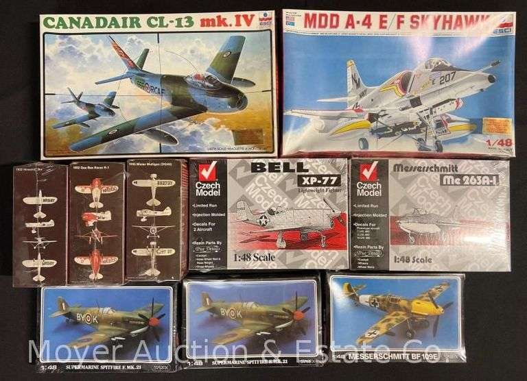 (10) Asst. Plane Plastic Model Kits, 8 Sealed in Plastic, 1/48 Scale image