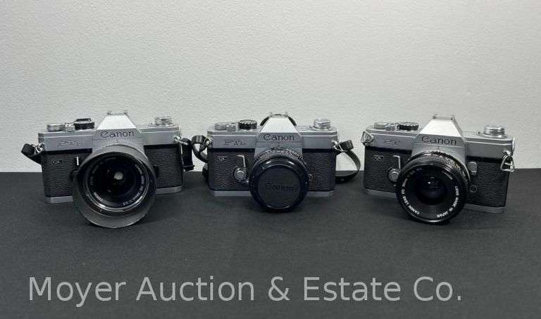 (3) Canon Film Cameras with Lenses, FT and FTb image