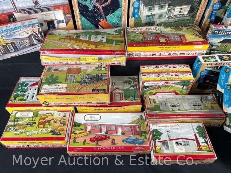 Group of Plasticville Scale Buildings in Original Boxes