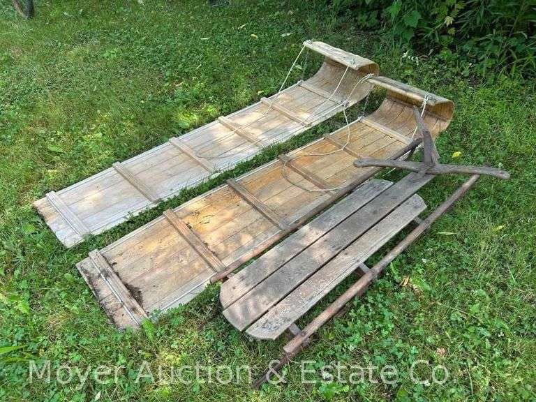 (2) Wood Toboggans with Runner Sled, 48” and 72” Long