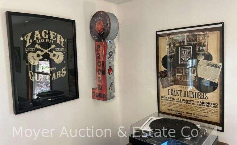 Framed Zager Guitar T-Shirt, Peaky Blinders Photo and Record Town Wall Art image