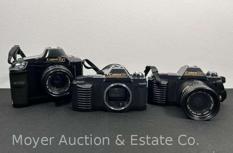 (3) Canon Film Cameras, 2 with Lenses, T50 and T90 image