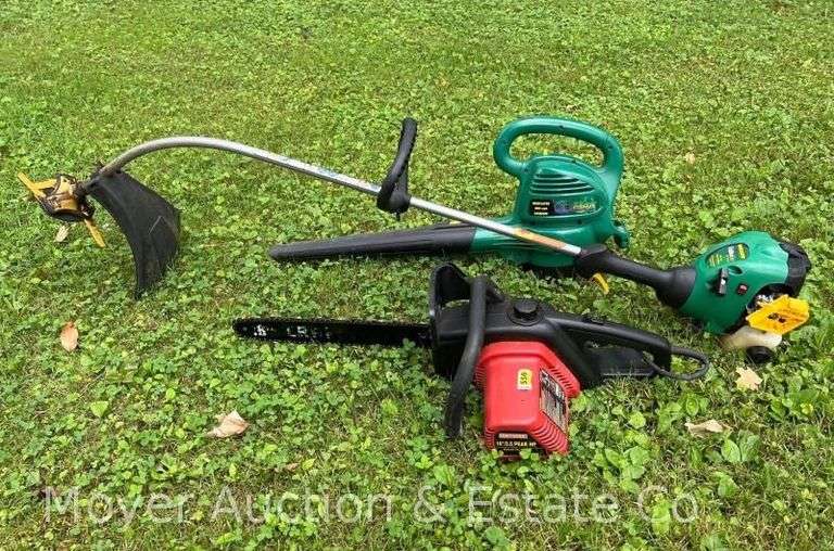 Craftsman Electric Chainsaw with Other Electric Leaf Blower and Gas Weed Trimmer image