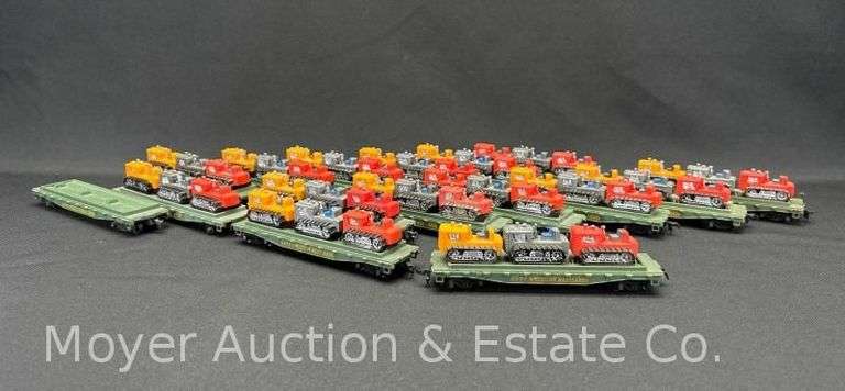 (15) Mantua HO Scale Flat Cars, with Tractors