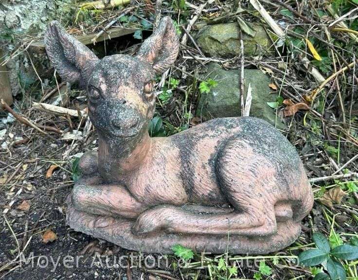Cement Deer Lawn Decoration, 16”w image