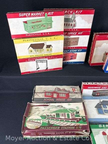 Group of Scale Plasticville Buildings in Original Boxes