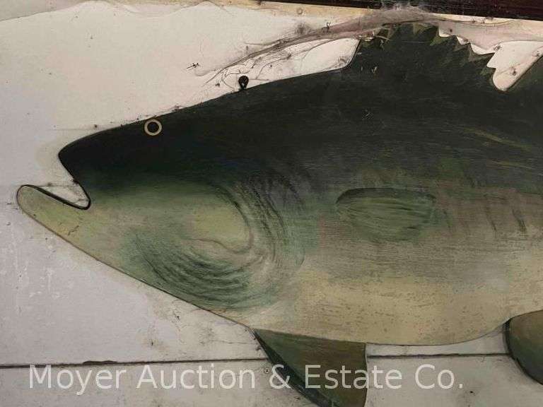 Hand-painted Wood Fish Sign, 48”w