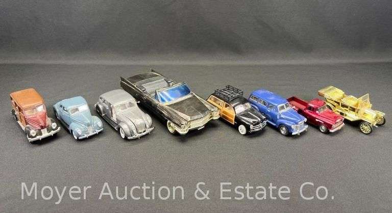 (8) Asst. Model Cars, 5"-10" Long