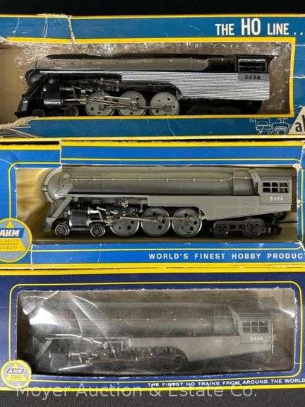 (3) AHM HO Scale Steam Locomotives and Tenders, with Boxes