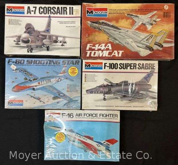 (5) Monogram Plastic Plane Model Kits, All Sealed in Plastic, 1/48 Scale image