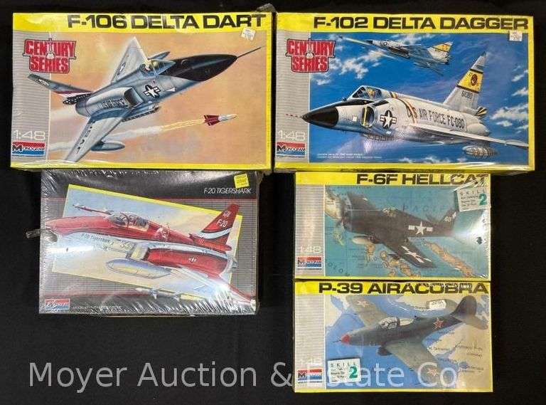 (5) Monogram Plastic Plane Model Kits, All Sealed in Plastic, 1/48 Scale image
