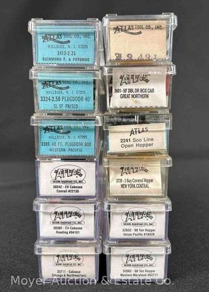 (12) Asst. Atlas N Scale Freight Cars, with Plastic Cases