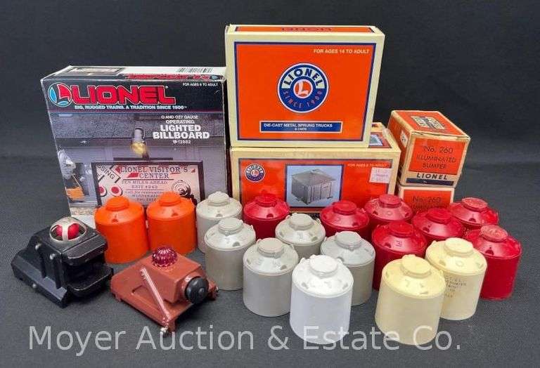 Group of Lionel Bumpers, Barrels, TMCC Direct Lockon No. 34120 (Sealed in Plastic), Etc. image