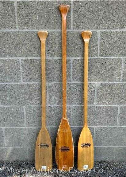 3 Feather Brand Wooden Canoe Paddles, 47" and 53" Long image
