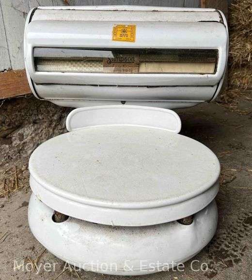 Stimpson 'True Weight' Produce Scale, White Porcelain, HEAVY, Must Bring Help to Load/Remove image