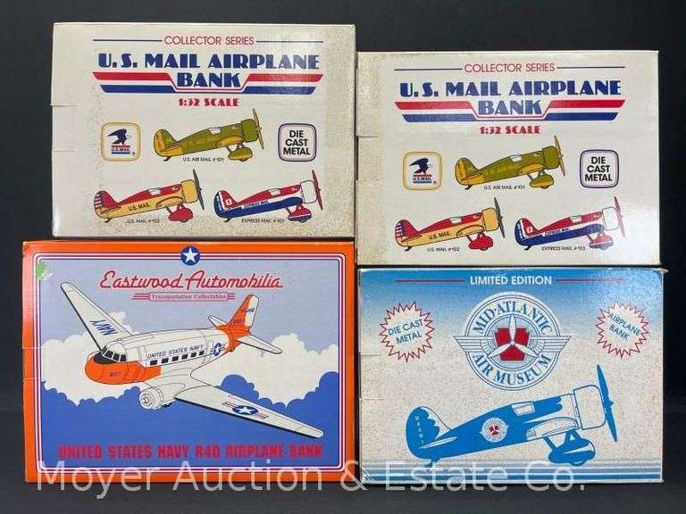 (4) Die-Cast Airplane Coin Banks, with Original Boxes image