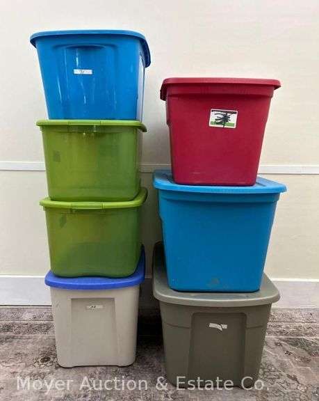 (7) Asst. Plastic Storage Totes with Lids image