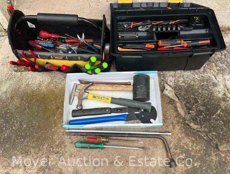 Group of Asst. Hand Tools with Tool Box and Carry Caddy image