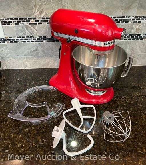 Artisan Kitchen Aid with 3 Attachments and Bowl Guard, Red image