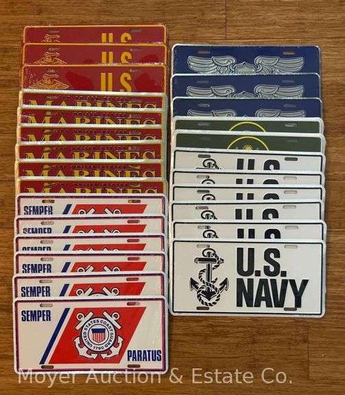 Group of Decorative License Plates, Military Branches, 6"x12" image