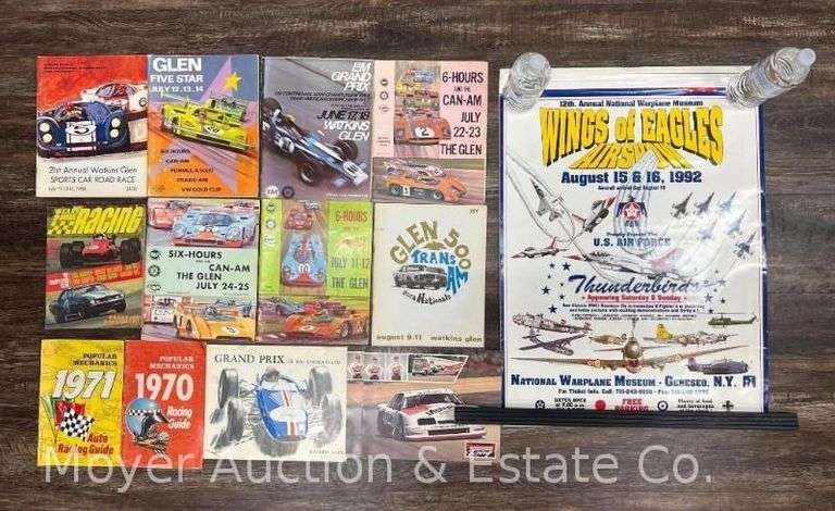Group of Vintage Watkins Glen Racing Programs, 6 "Wings of Eagles" Airshow Posters 25"x19", Etc. image