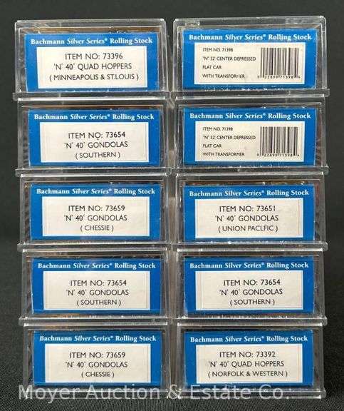 (10) Asst. Bachmann N Scale Premium Silver Series Freight Cars, with Original Plastic Cases