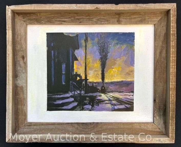 John Schweikhard "Winter Morning" Painting on Canvas, Artist Signed, Framed 14"x17" Overall image