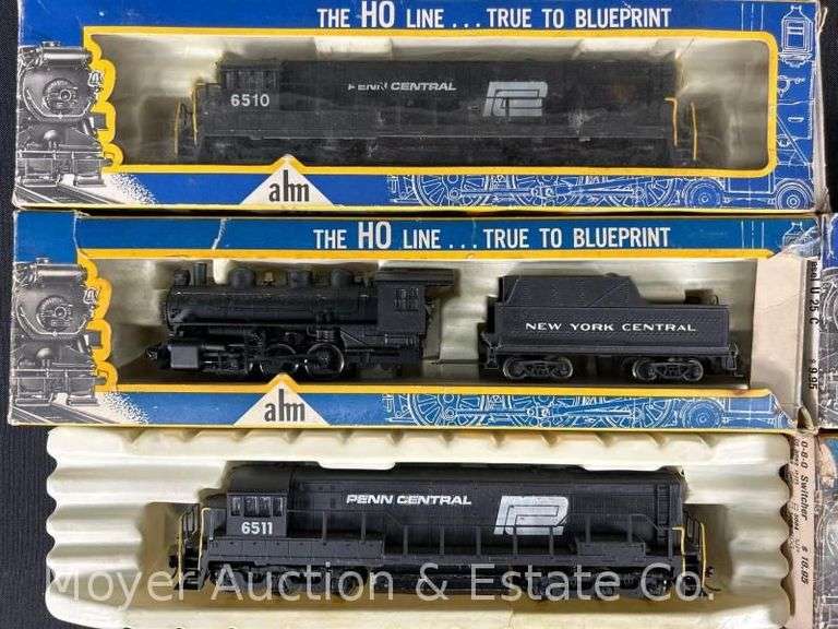 (2) AHM HO Scale Steam Locomotives and Tenders, with AHM HO Scale Diesel ABA Locomotives
