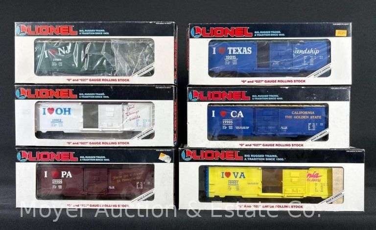 (6) Lionel "I Love" State Box Cars, with Original Boxes image