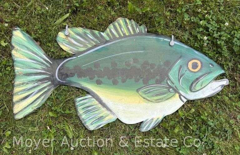 Hand-painted Wood Fish Sign, 46”w image