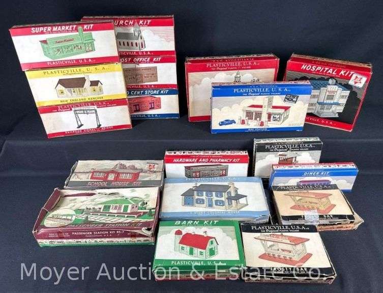Group of Scale Plasticville Buildings in Original Boxes image