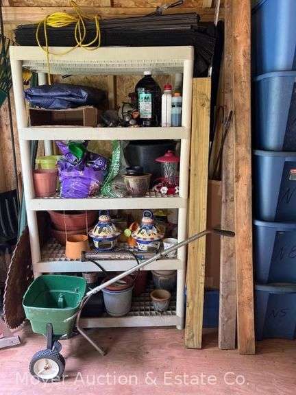 Group of Gardening Supplies, Gutter Guards, Wood, Shelf, Etc. image