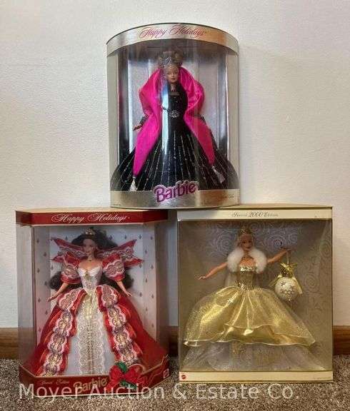 (3) Holiday Barbie Dolls, in Original Boxes image