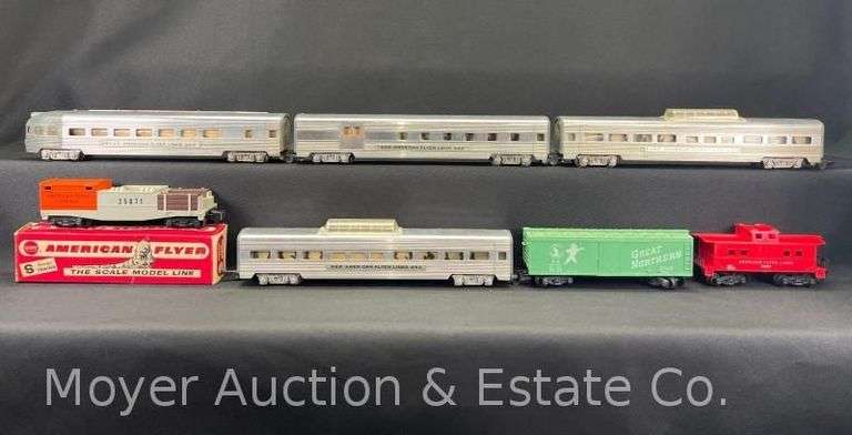 (4) American Flyer S Gauge Passenger Cars, with 3 Other Freight Cars image