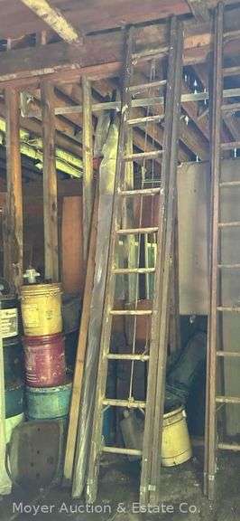 Antique 20’ Wooden Extension Ladder image