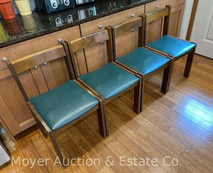 (4) Dining Chairs, Wood Frames with Vinyl Seats image