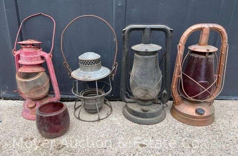 3 Barn Lanterns and Railroad Lantern image