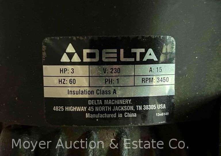 Delta DC-380 Thickness Planer, 3hp Motor, 14”w Feed, with Base and Roller Extensions