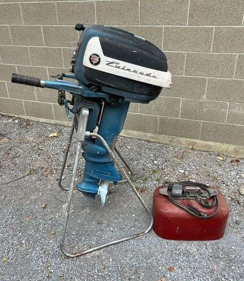 1957 Evinrude 'Fastwin 18' Outboard Motor, Turns Over, with Metal Gas Tank, Serial #15020-17266 image