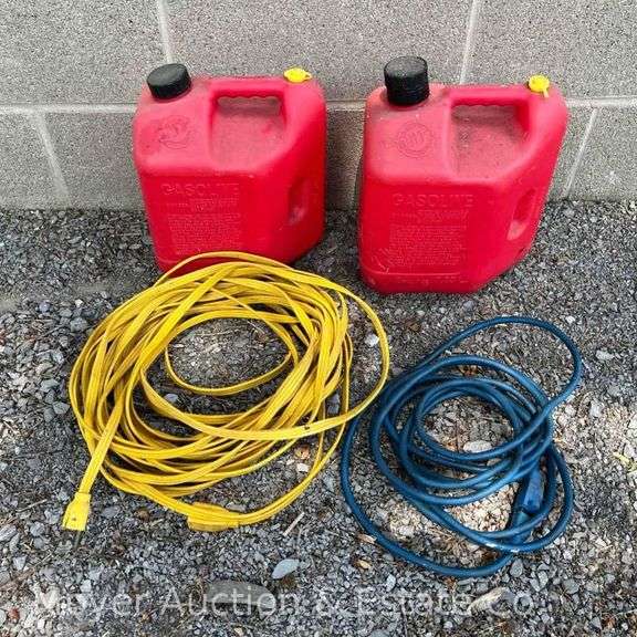 (2) 2gal. Blitz Red Poly Cans with Yellow Extension Cord image