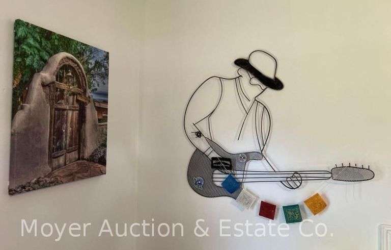 Metal Wire Wall Art with Canvas Print, 20" and 26"h image