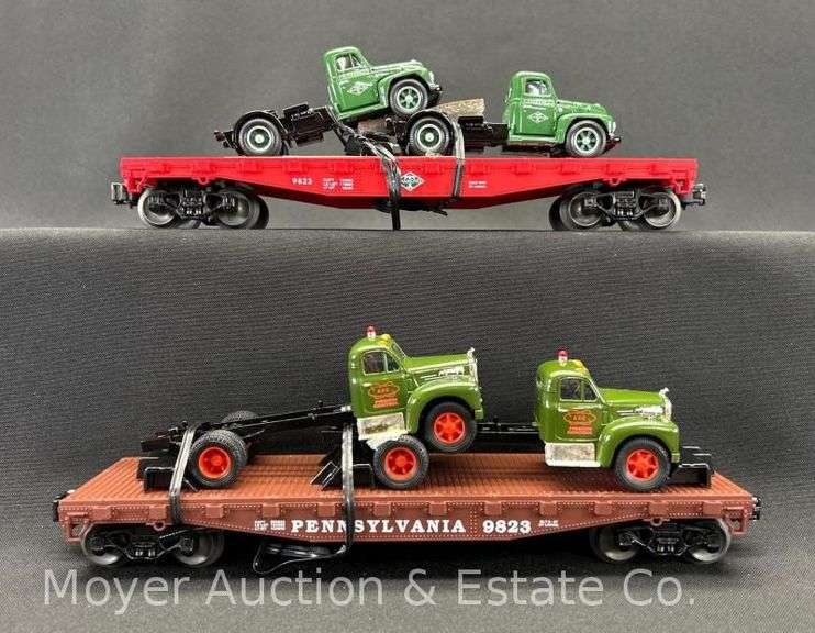 (2) Lionel Flatcars with Mack Trucks, No. 17534 and 17518, with Original Boxes image