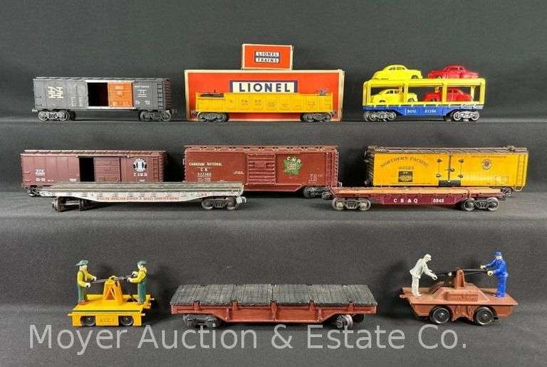 Group of Asst. Freight Cars, Lionel, Wood, Marx, K-Line Hand Car, Etc. image