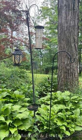 Shepherds Hook with Lantern and Bird Feeders, Approx. 7 Feet Tall image