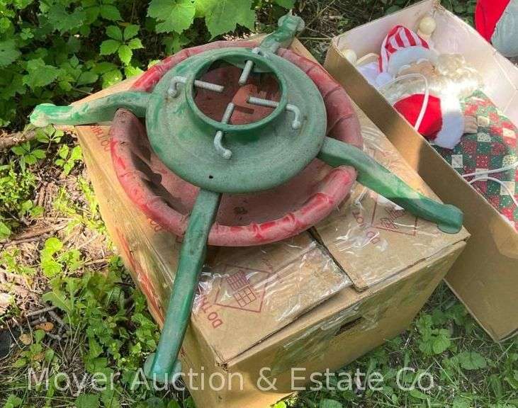 Group of Asst. Christmas Decorations, Ornaments, Figures, Christmas Tree Stand, Etc.